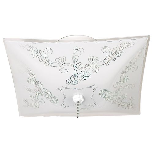 Main product image of 2 Light 12" Ceiling Fixture Square Floral w/ Pull Chain Color retail packaging (Pack of 2)