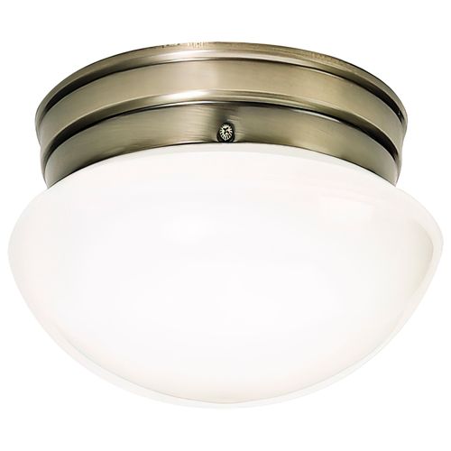 Main product image of 1 Light 8" Flush Mount Small Antique Brass Mushroom Color retail packaging (Pack of 2)