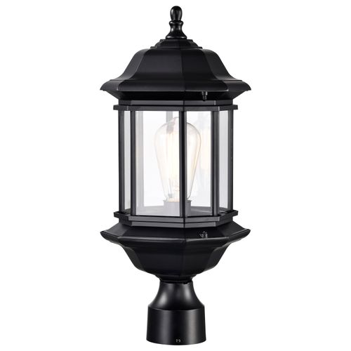 Main product image of Hopkins Outdoor Collection 18.5 inch Large Post Light Pole Lantern Matte Black Finish w/ Clear Glass (Pack of 2)