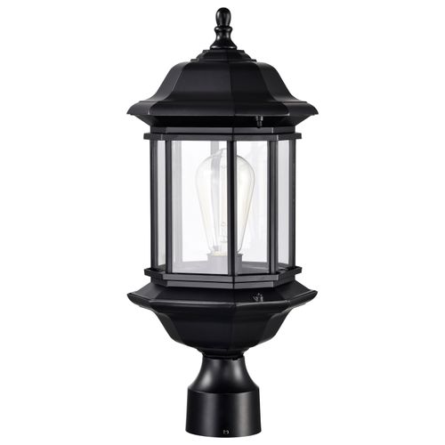 Main product image of Hopkins Outdoor Collection 18.5 inch Large Post Light Pole Lantern Matte Black Finish w/ Clear Glass (Pack of 2)