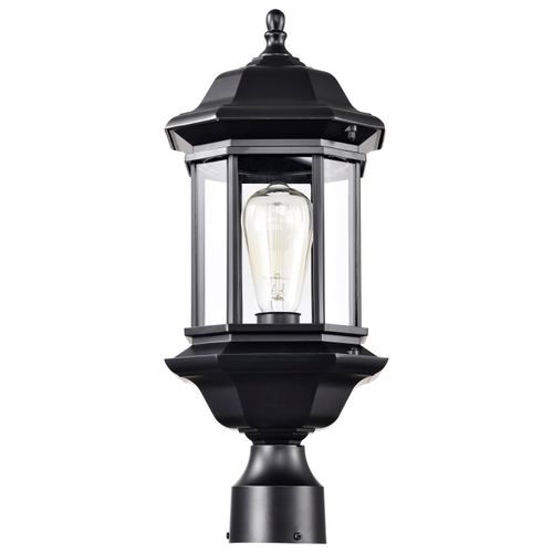 Main product image of Hopkins Outdoor Collection 18.5 inch Large Post Light Pole Lantern Matte Black Finish w/ Clear Glass (Pack of 2)