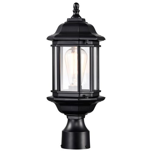 Main product image of Hopkins Outdoor Collection 16 inch Small Post Light Pole Lantern Matte Black Finish w/ Clear Glass