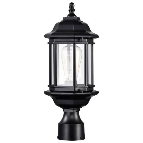 Main product image of Hopkins Outdoor Collection 16 inch Small Post Light Pole Lantern Matte Black Finish w/ Clear Glass