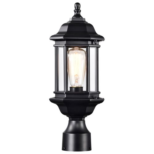 Main product image of Hopkins Outdoor Collection 16 inch Small Post Light Pole Lantern Matte Black Finish w/ Clear Glass