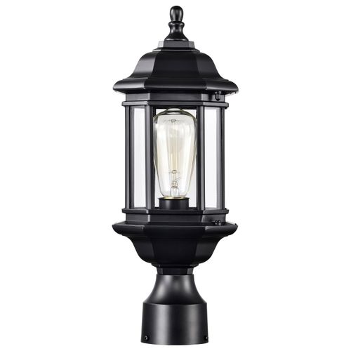 Main product image of Hopkins Outdoor Collection 16 inch Small Post Light Pole Lantern Matte Black Finish w/ Clear Glass