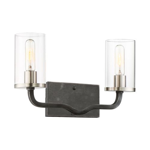 Main product image of Sherwood 2 Light Vanity 16" Iron Black w/ Brushed Nickel Accents