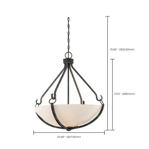 Main product image of 4 Light Sherwood Pendant Iron Black w/ Brushed Nickel Accents Finish Frosted Etched Glass