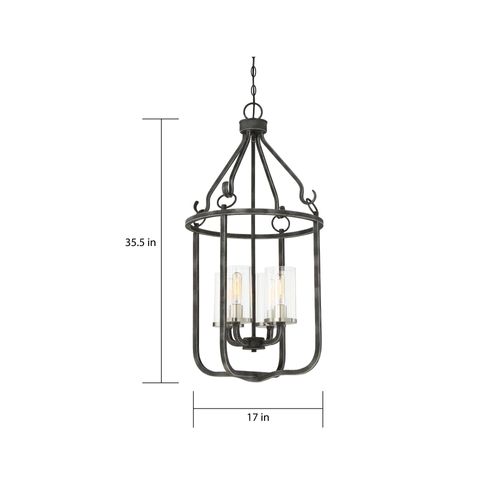 Main product image of 4 Light Sherwood Caged Pendant Iron Black w/ Brushed Nickel Accents Finish Clear Glass Lamps Included