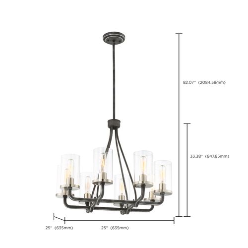 Main product image of 8 Light Sherwood Chandelier Iron Black w/ Brushed Nickel Accents Finish Clear Glass Lamps Included