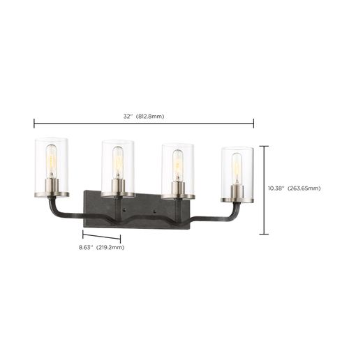 Main product image of Sherwood 4 Light Vanity 32" Iron Black w/ Brushed Nickel Accents