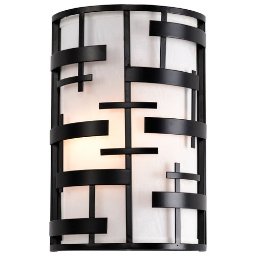 Main product image of Lansing 2 Light Wall Sconce w/ White Fabric Shade
