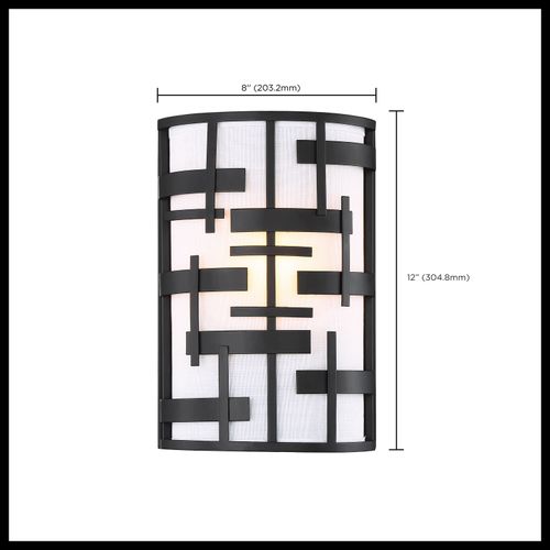 Main product image of Lansing 2 Light Wall Sconce w/ White Fabric Shade