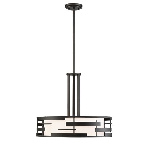 Main product image of Lansing 3 Light Pendant w/ White Fabric Shade and Opal Diffuser