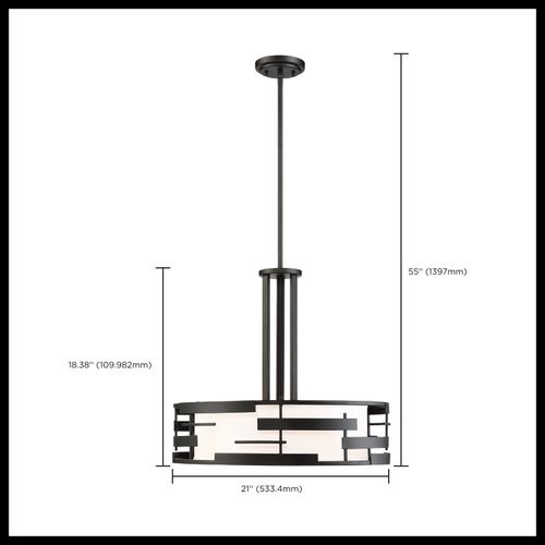 Main product image of Lansing 3 Light Pendant w/ White Fabric Shade and Opal Diffuser