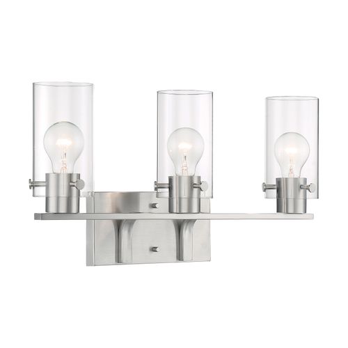 Main product image of Sommerset 3 Light Vanity Fixture Brushed Nickel Finish w/ Clear Glass