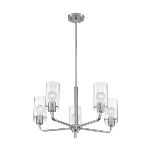 Main product image of Sommerset 5 Light Chandelier Fixture Brushed Nickel Finish w/ Clear Glass