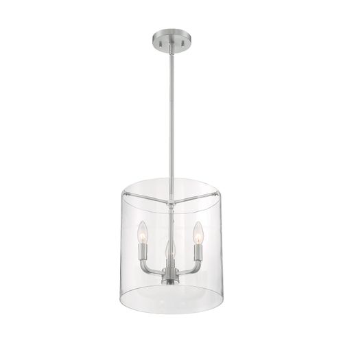 Main product image of Sommerset 3 Light Pendant Fixture Brushed Nickel Finish w/ Clear Glass