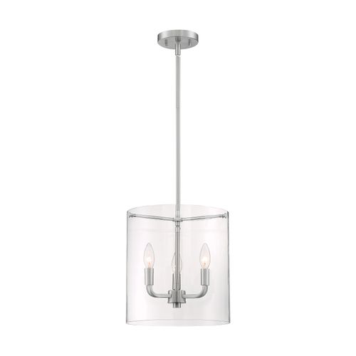 Main product image of Sommerset 3 Light Pendant Fixture Brushed Nickel Finish w/ Clear Glass