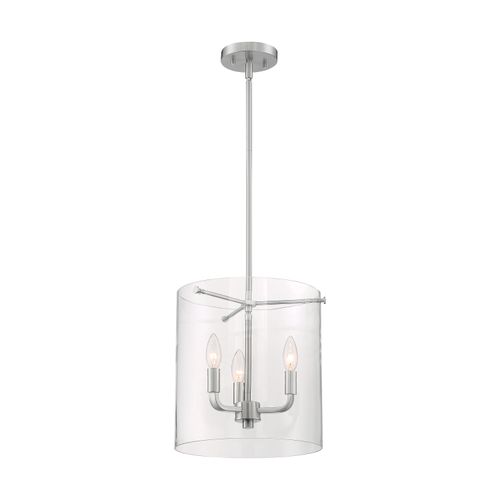 Main product image of Sommerset 3 Light Pendant Fixture Brushed Nickel Finish w/ Clear Glass