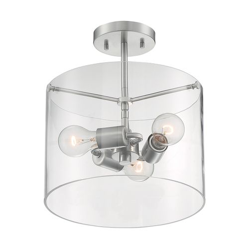 Main product image of Sommerset 3 Light Semi-Flush Fixture Brushed Nickel Finish w/ Clear Glass