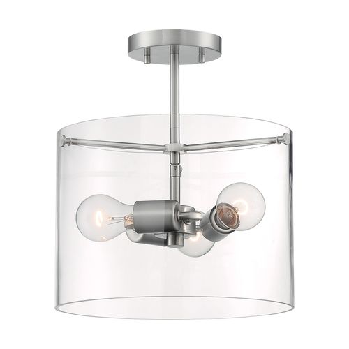 Main product image of Sommerset 3 Light Semi-Flush Fixture Brushed Nickel Finish w/ Clear Glass
