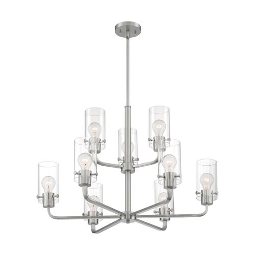 Main product image of Sommerset 9 Light Chandelier Fixture Brushed Nickel Finish w/ Clear Glass