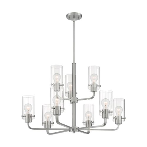 Main product image of Sommerset 9 Light Chandelier Fixture Brushed Nickel Finish w/ Clear Glass