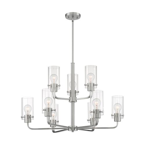 Main product image of Sommerset 9 Light Chandelier Fixture Brushed Nickel Finish w/ Clear Glass