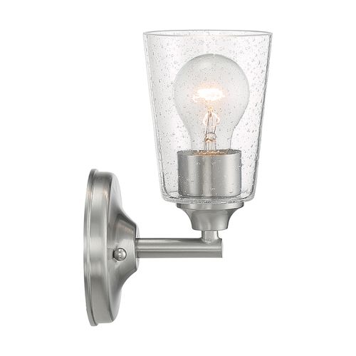 Main product image of Bransel 1 Light Vanity Fixture Brushed Nickel Finish w/ Clear Seeded Glass