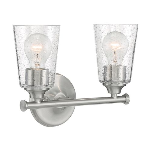 Main product image of Bransel 2 Light Vanity Fixture Brushed Nickel Finish w/ Clear Seeded Glass