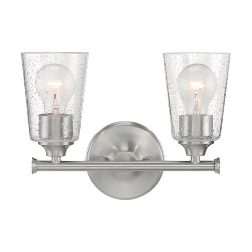 Main product image of Bransel 2 Light Vanity Fixture Brushed Nickel Finish w/ Clear Seeded Glass
