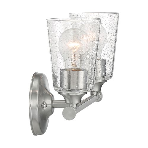 Main product image of Bransel 2 Light Vanity Fixture Brushed Nickel Finish w/ Clear Seeded Glass