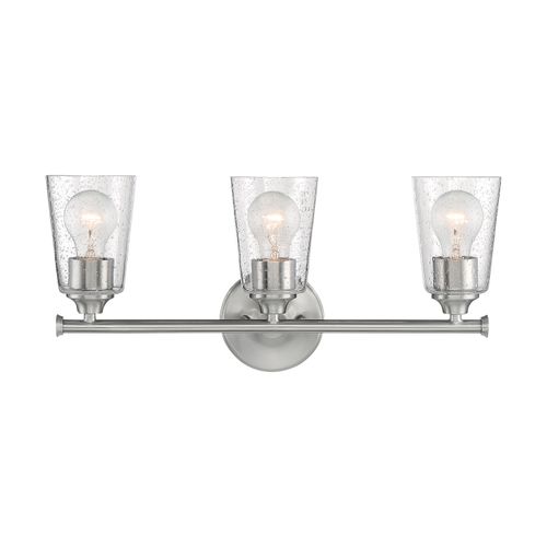Main product image of Bransel 3 Light Vanity Fixture Brushed Nickel Finish w/ Clear Seeded Glass