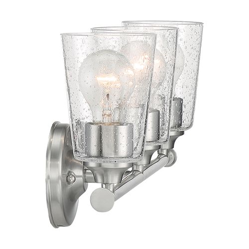 Main product image of Bransel 3 Light Vanity Fixture Brushed Nickel Finish w/ Clear Seeded Glass