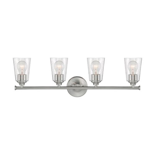 Main product image of Bransel 4 Light Vanity Fixture Brushed Nickel Finish w/ Clear Seeded Glass