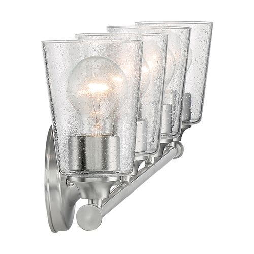 Main product image of Bransel 4 Light Vanity Fixture Brushed Nickel Finish w/ Clear Seeded Glass