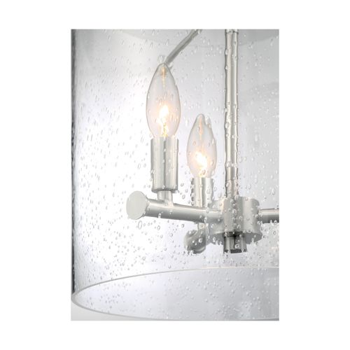 Main product image of Bransel 3 Light Pendant Fixture Brushed Nickel Finish w/ Clear Seeded Glass