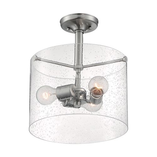 Main product image of Bransel 3 Light Semi-Flush Fixture Brushed Nickel Finish w/ Clear Seeded Glass