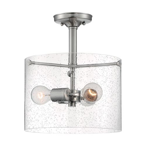 Main product image of Bransel 3 Light Semi-Flush Fixture Brushed Nickel Finish w/ Clear Seeded Glass
