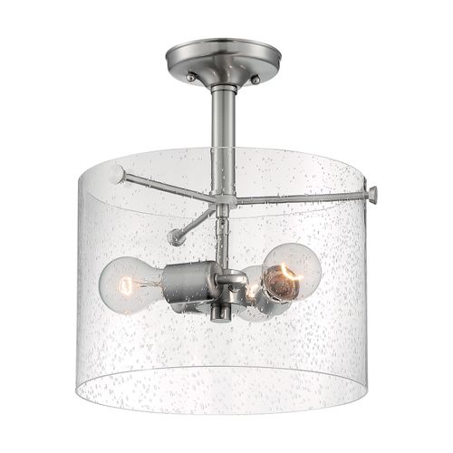 Main product image of Bransel 3 Light Semi-Flush Fixture Brushed Nickel Finish w/ Clear Seeded Glass