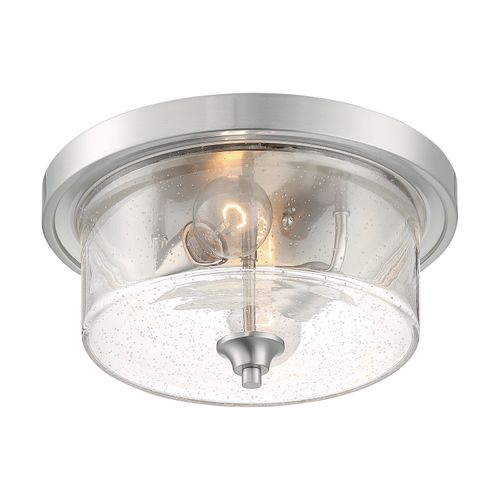 Main product image of Bransel 2 Light Flush Mount Fixture Brushed Nickel Finish w/ Clear Seeded Glass
