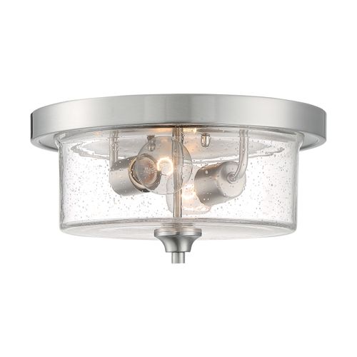 Main product image of Bransel 2 Light Flush Mount Fixture Brushed Nickel Finish w/ Clear Seeded Glass