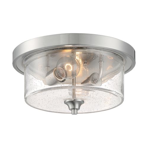 Main product image of Bransel 2 Light Flush Mount Fixture Brushed Nickel Finish w/ Clear Seeded Glass