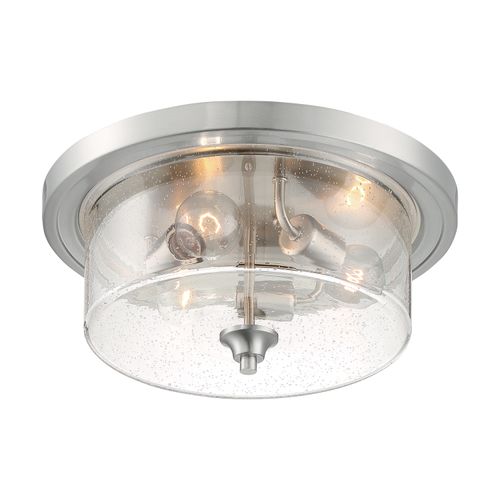 Main product image of Bransel 3 Light Flush Mount Fixture Brushed Nickel Finish w/ Clear Seeded Glass