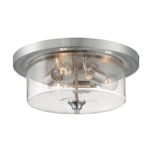 Main product image of Bransel 3 Light Flush Mount Fixture Brushed Nickel Finish w/ Clear Seeded Glass