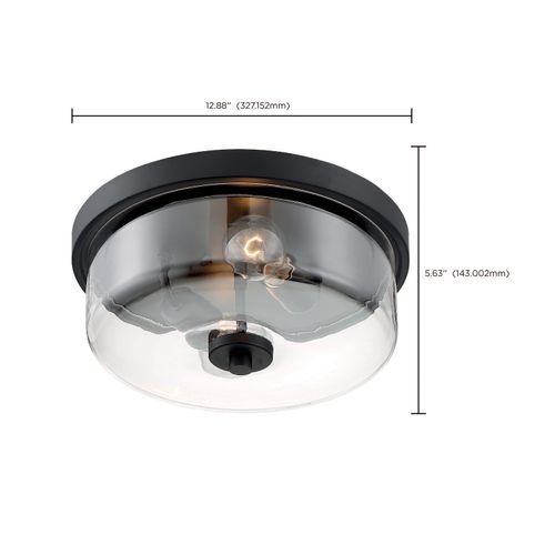 Main product image of Sommerset 2 Light Flush Mount Fixture Matte Black Finish w/ Clear Glass