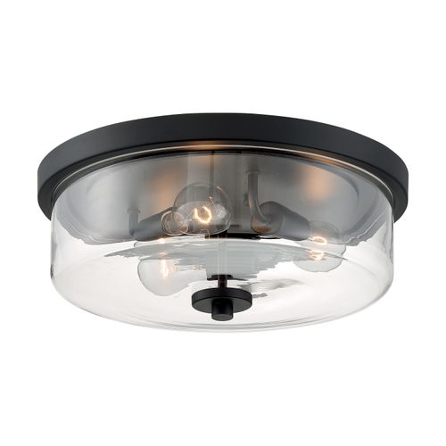 Main product image of Sommerset 3 Light Flush Mount Fixture Matte Black Finish w/ Clear Glass