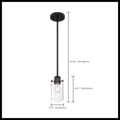 Main product image of Sommerset 1 Light Mini Pendant Fixture Matte Black Finish w/ Clear Glass