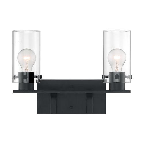 Main product image of Sommerset 2 Light Vanity Fixture Matte Black Finish w/ Clear Glass