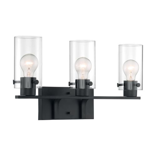 Main product image of Sommerset 3 Light Vanity Fixture Matte Black Finish w/ Clear Glass
